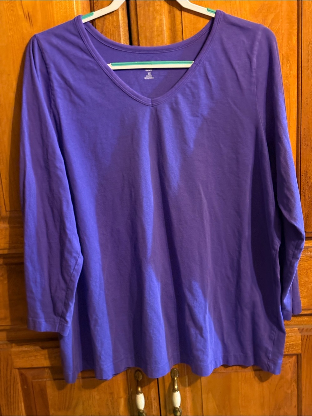 Woman Within Purple V-Neck Long Sleeve Tee 22/24